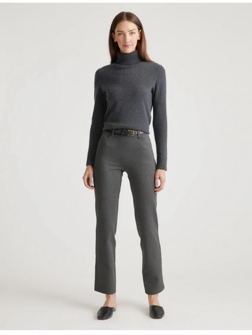 Quince Charcoal Ultra Stretch Straight-Leg Ponte Pants Size Women’s Medium